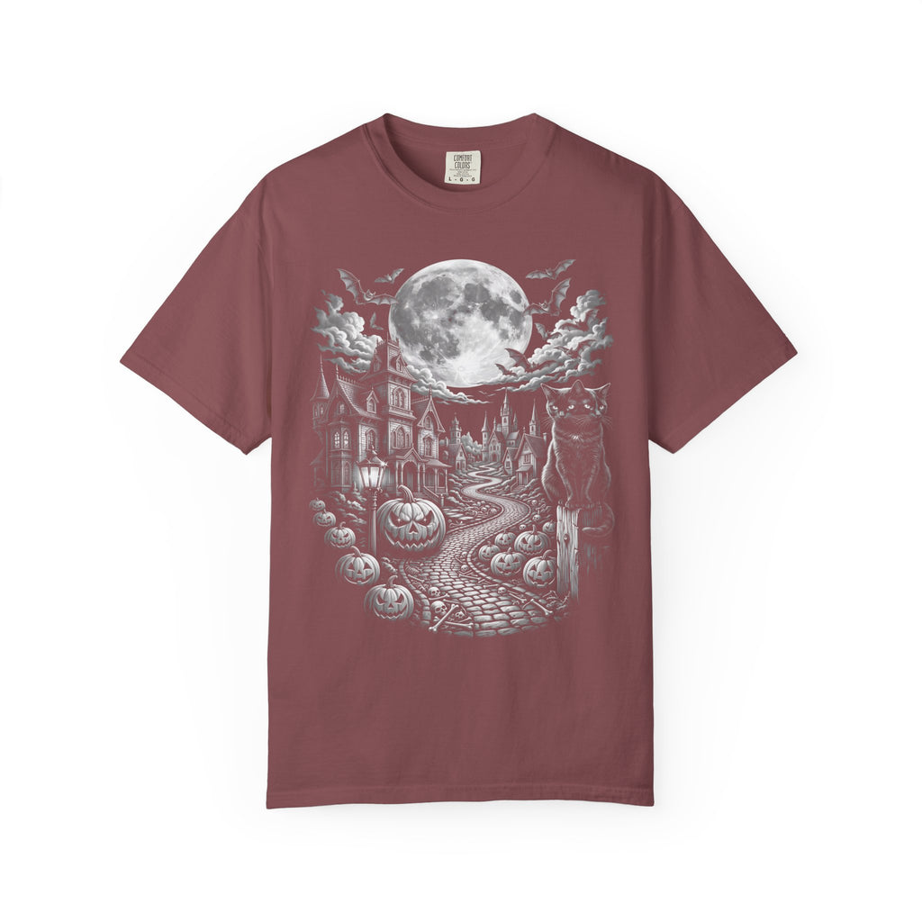 Halloween Haunted House Classic Tee | Spooky Black Cat Moon