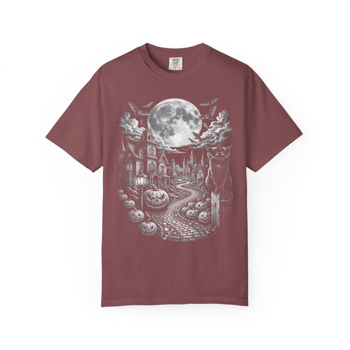 Halloween Haunted House Classic Tee | Spooky Black Cat Moon