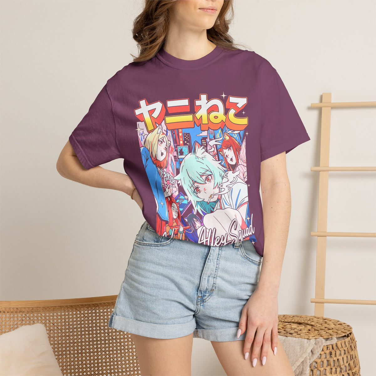 Neko Alley Squad Classic Tee | Anime Cat Girl | Retro Graphic