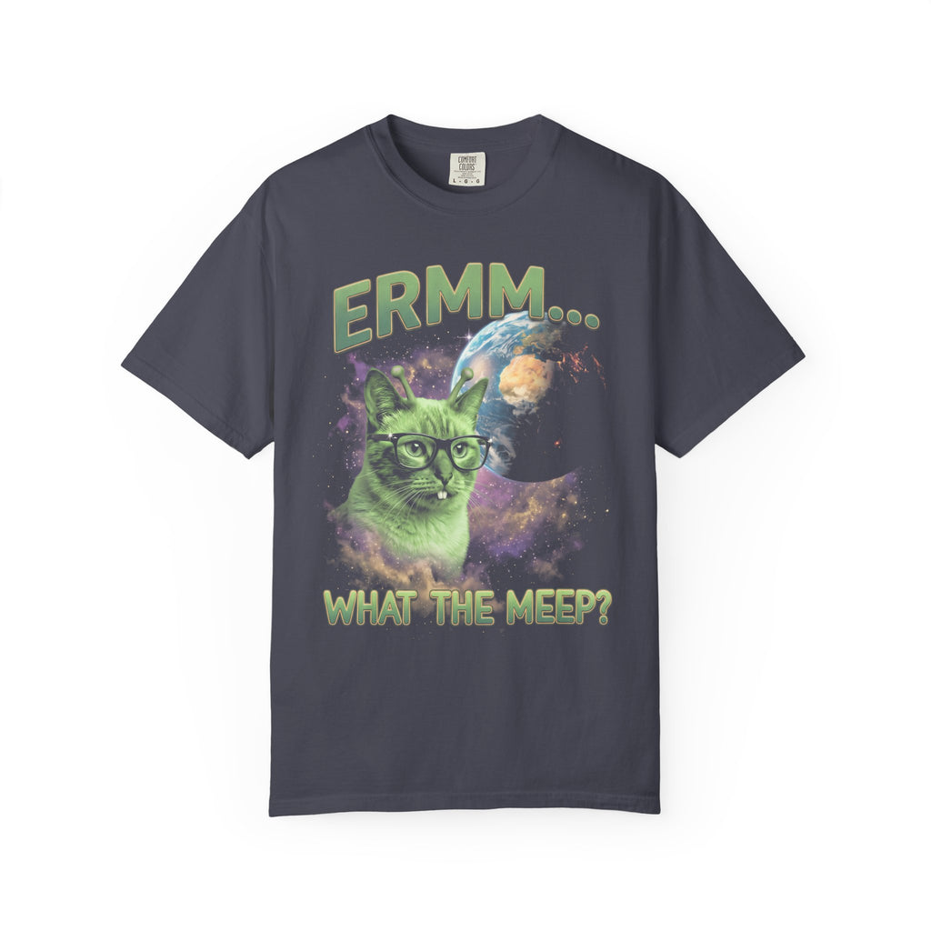 What The Meep Classic Tee | Green Alien Cat | Space Nebula