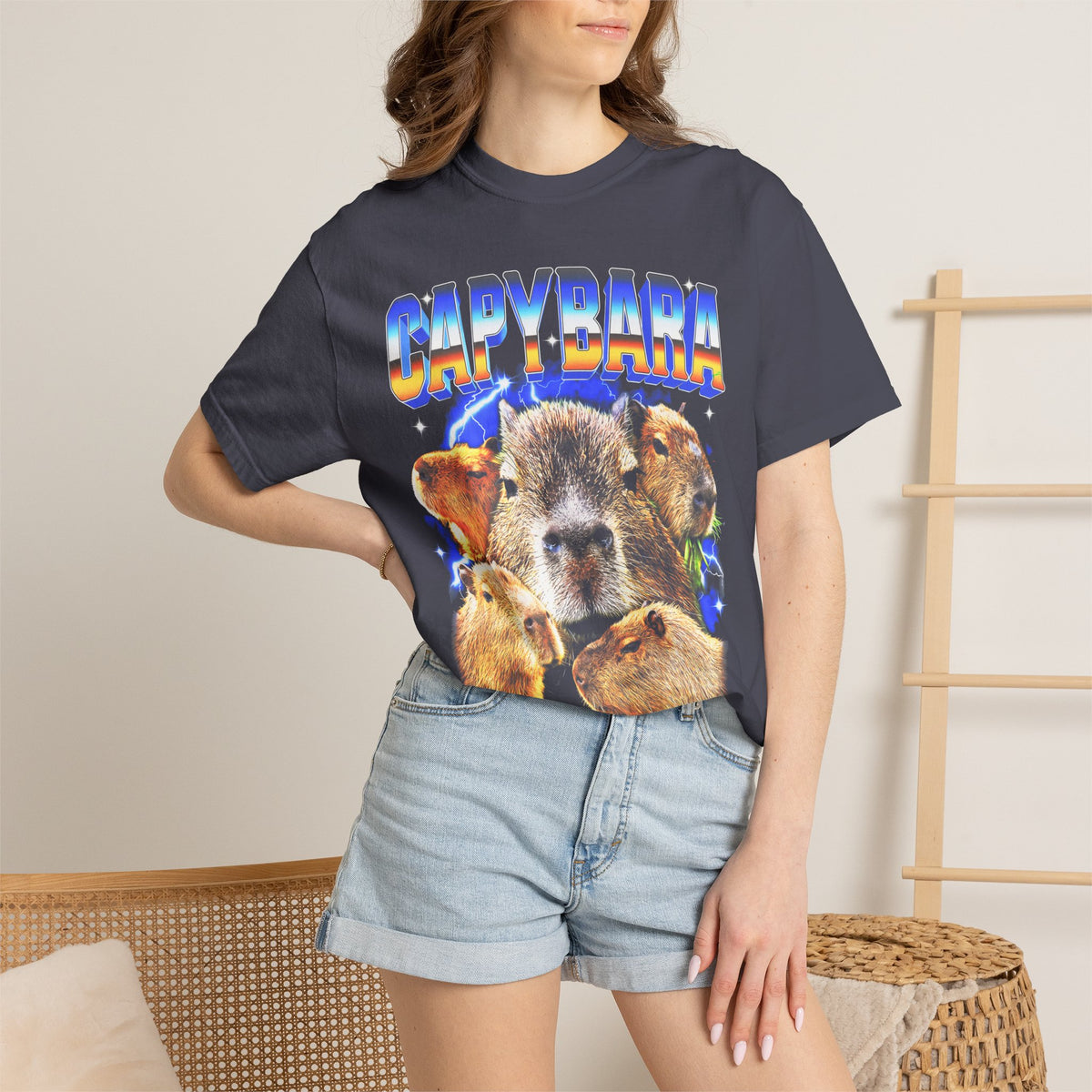 Capybara Lightning Classic Tee | 90s Retro | Animal Gift