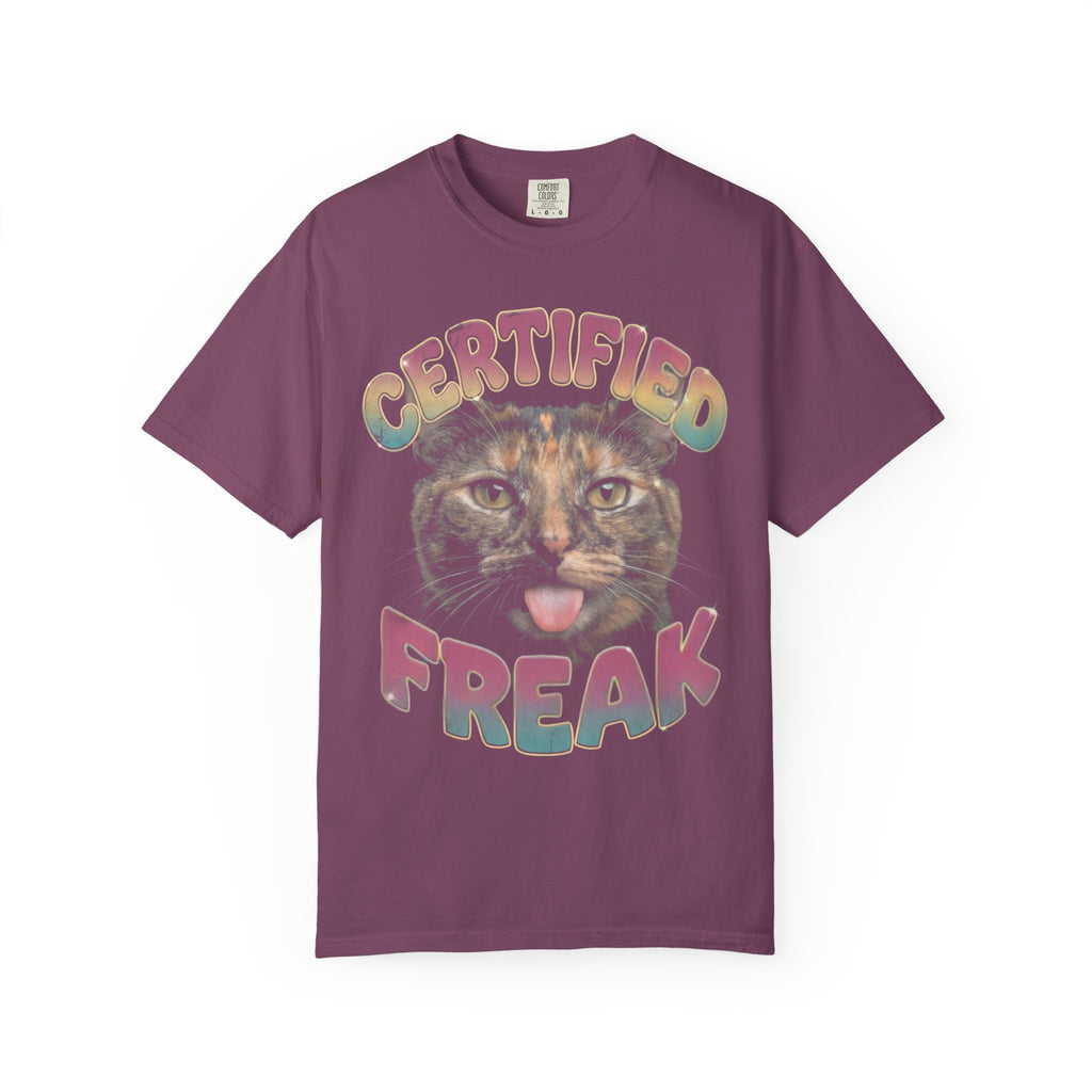 Certified Freak Cat Classic Tee | Funny Blep Mlem | Retro Art