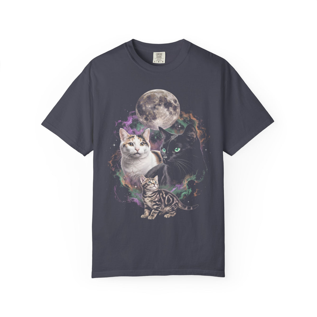 Cosmic Galaxy Cats Classic Tee | Celestial Moon | Space Nebula
