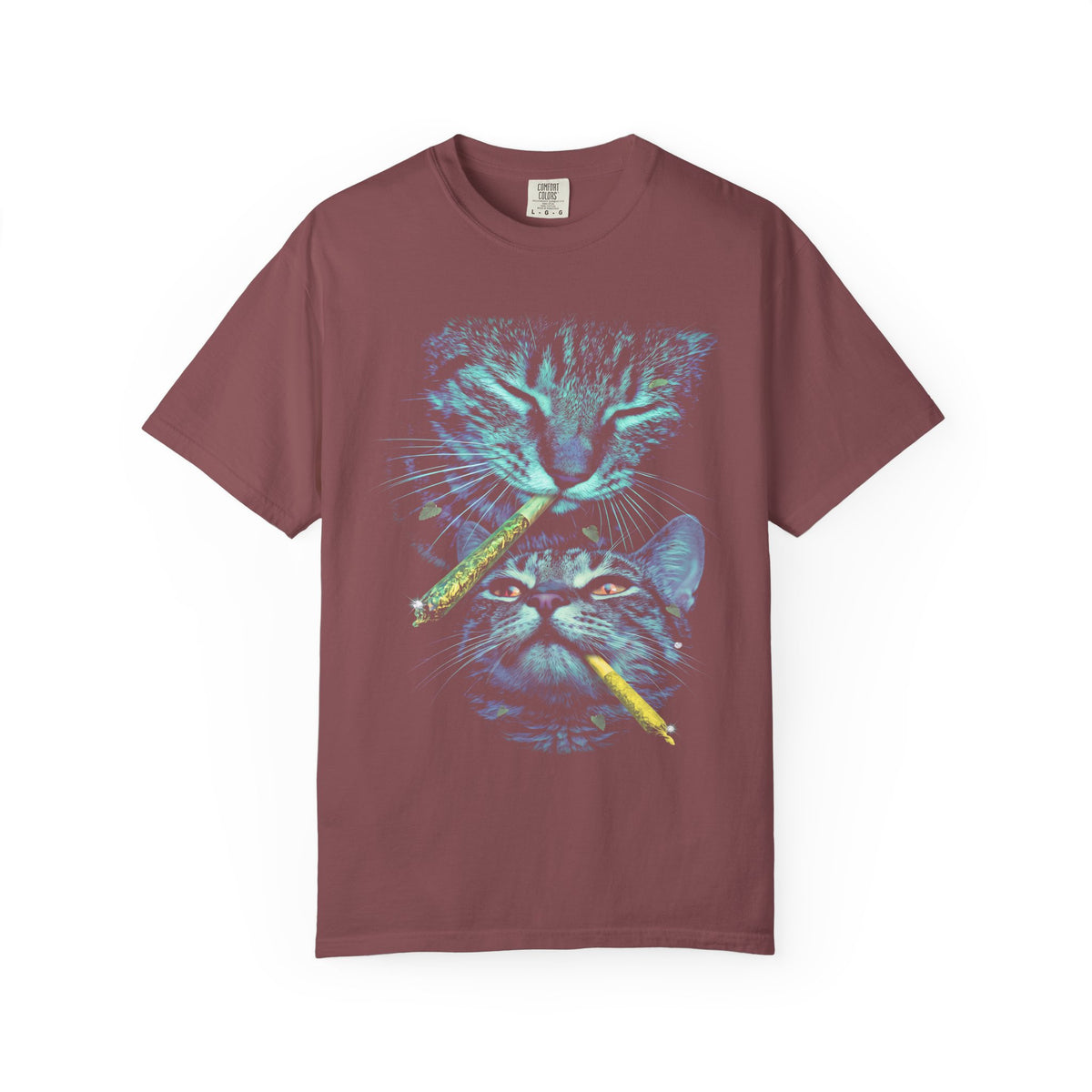 Stacked Cat Portraits Classic Tee | Neon Psychedelic Art