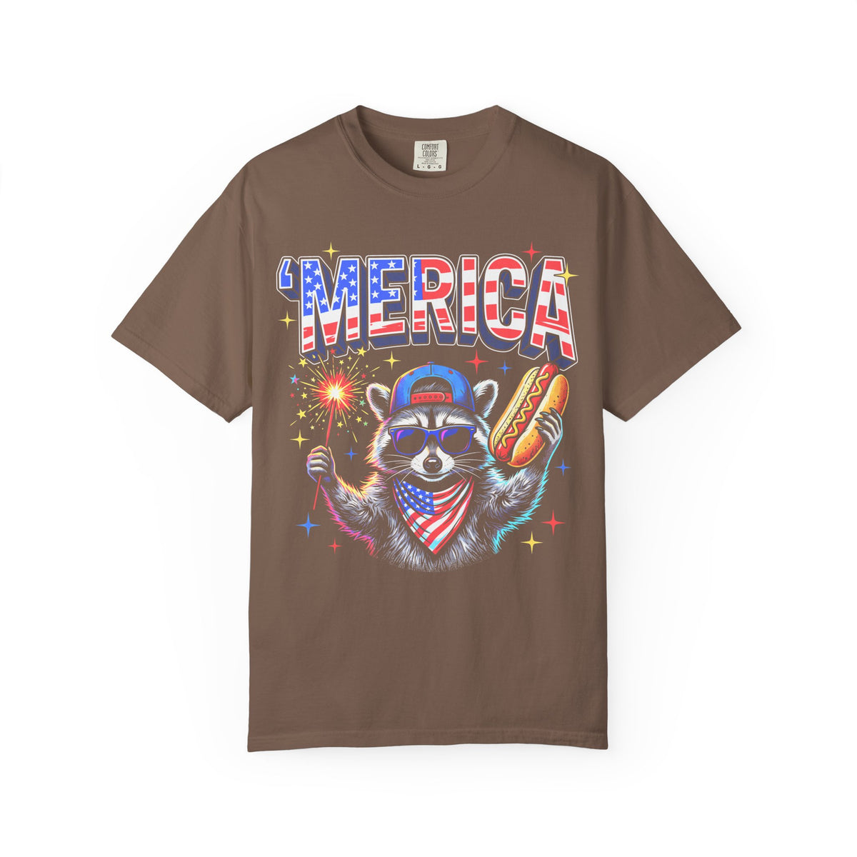 Merica Patriotic Raccoon Classic Tee | 4th Of July | USA Flag