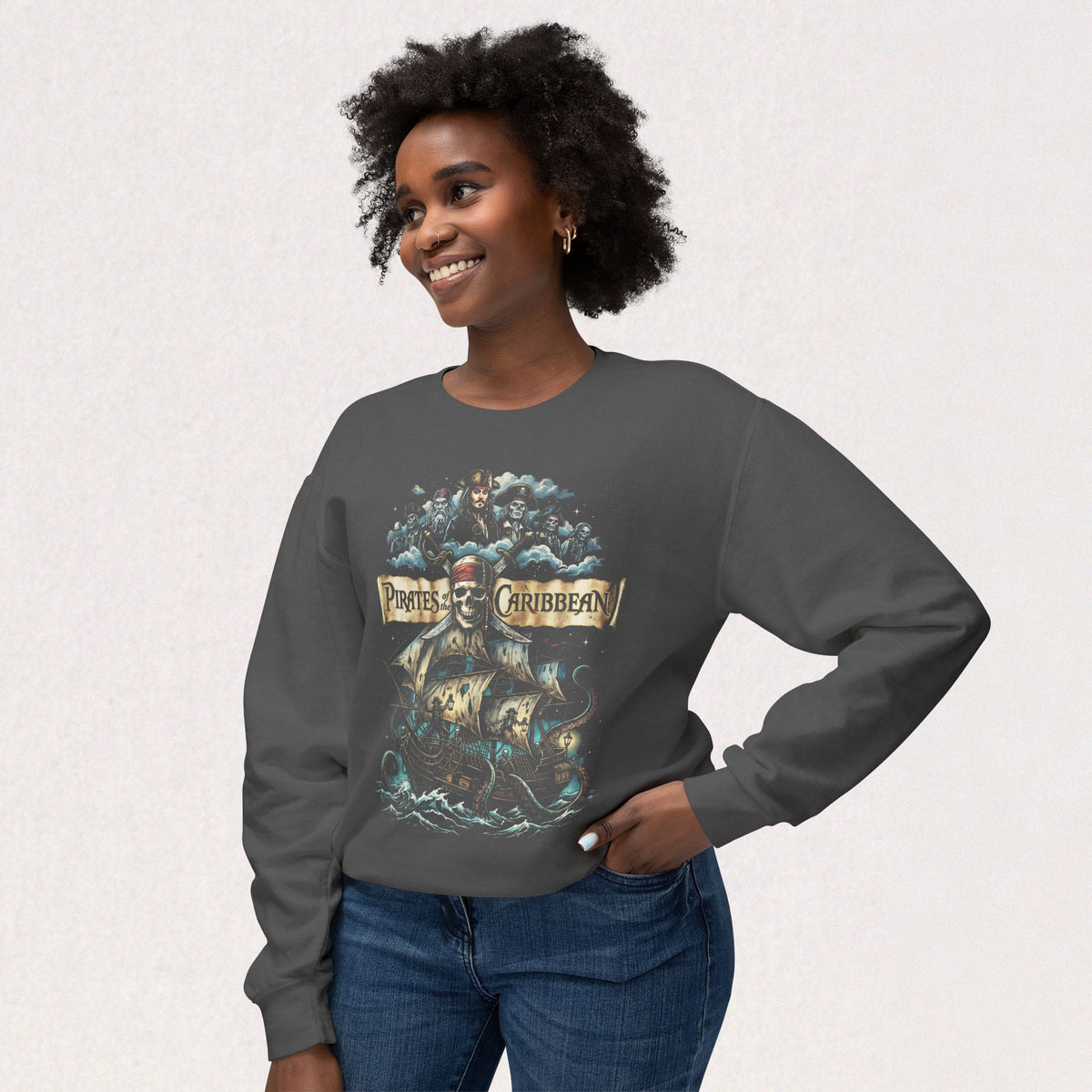 Pirates of the Caribean Skull Ship Crewneck Sweatshirt