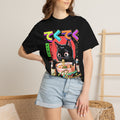 Cute Black Cat Ramen T-Shirt - Japanese Food Graphic Tee