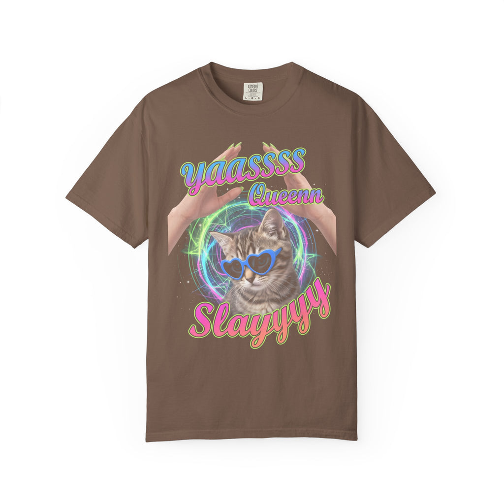 Yass Queen Slay Classic Tee | Psychedelic Cat | Kitten Art