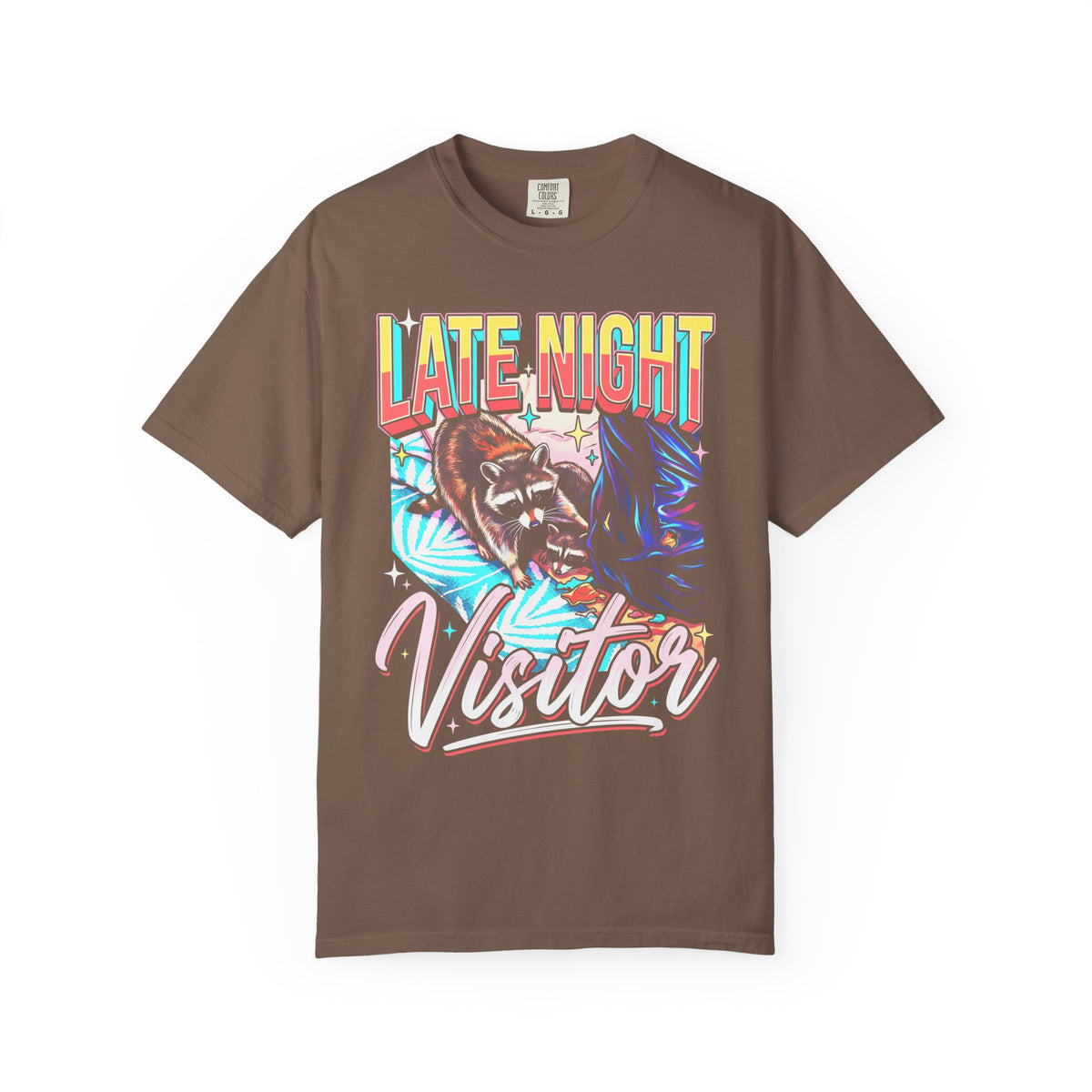 Late Night Visitor Raccoon Classic Tee | Retro Neon | Vintage