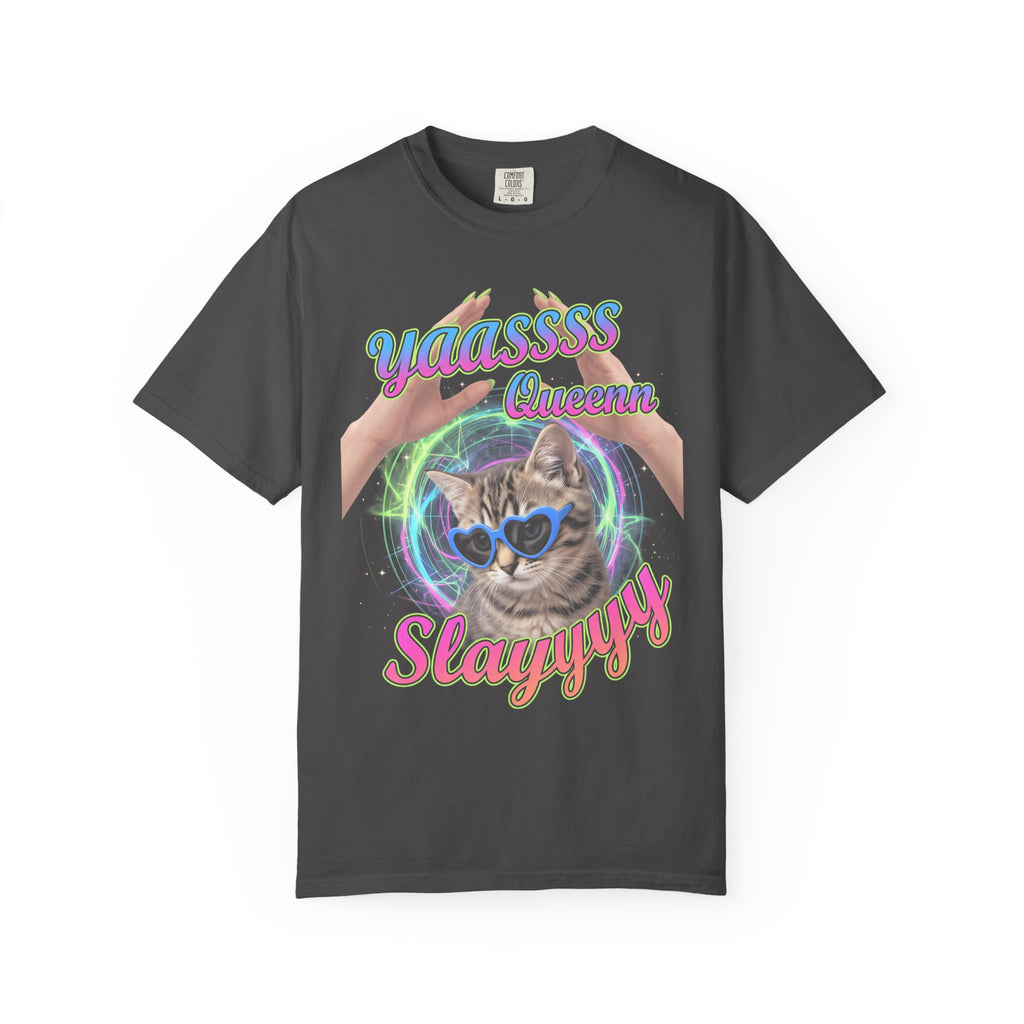 Yass Queen Slay Classic Tee | Psychedelic Cat | Kitten Art