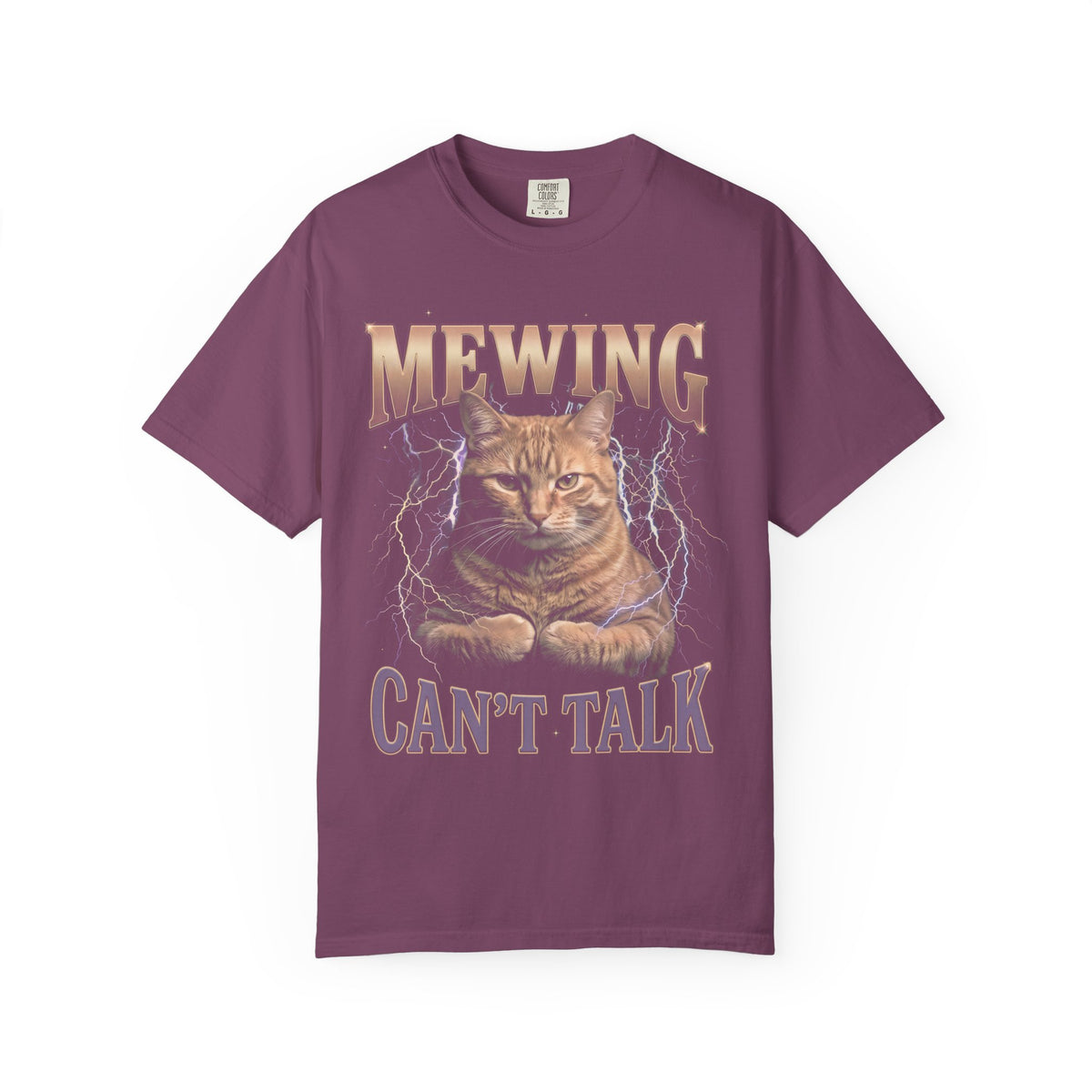 Mewing Can't Talk Classic Tee | GigaChad Feline | Muscle Lightning