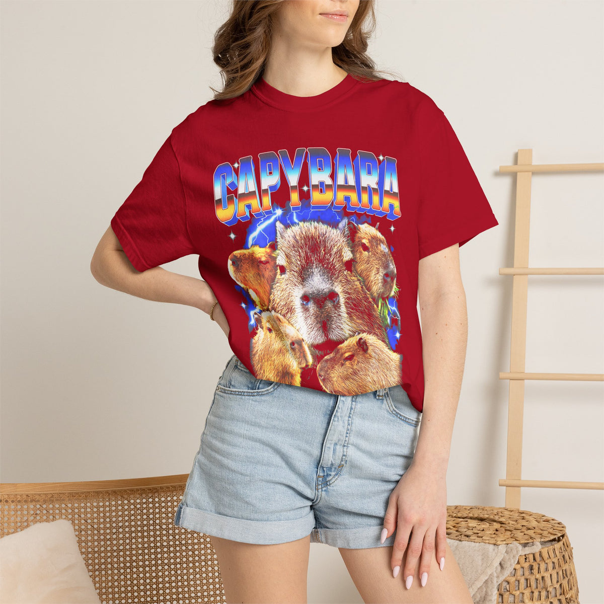 Capybara Lightning Classic Tee | 90s Retro | Animal Gift