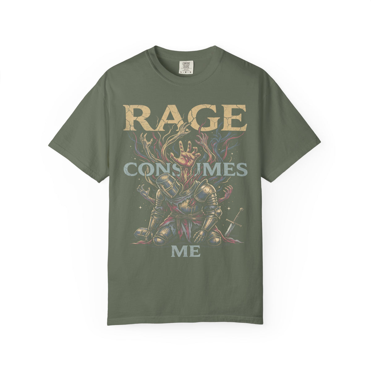 RAGE CONSUMES ME Classic Tee | Kneeling Knight | Dark Fantasy