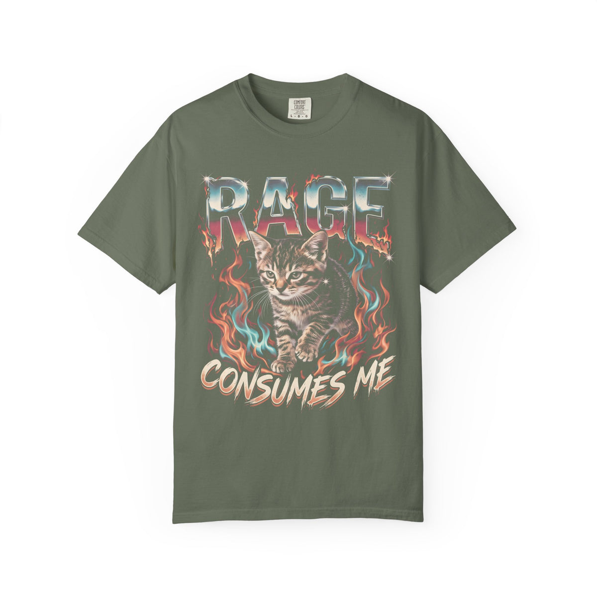 Rage Consumes Me Kitten Classic Tee | Fiery Cat | Retro Meme