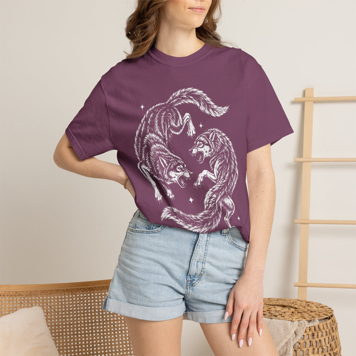 Twin Wolves Classic Tee | 90s Vintage | Dark Nature Wolf