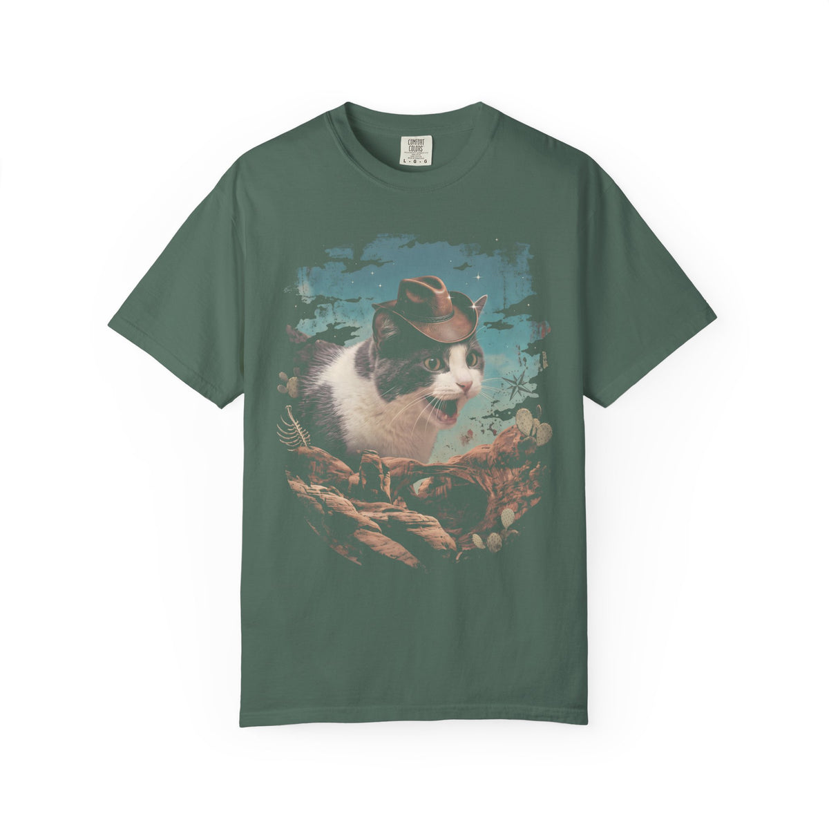 Screaming Meowboy Cat Classic Tee | Wild West Desert | Cactus