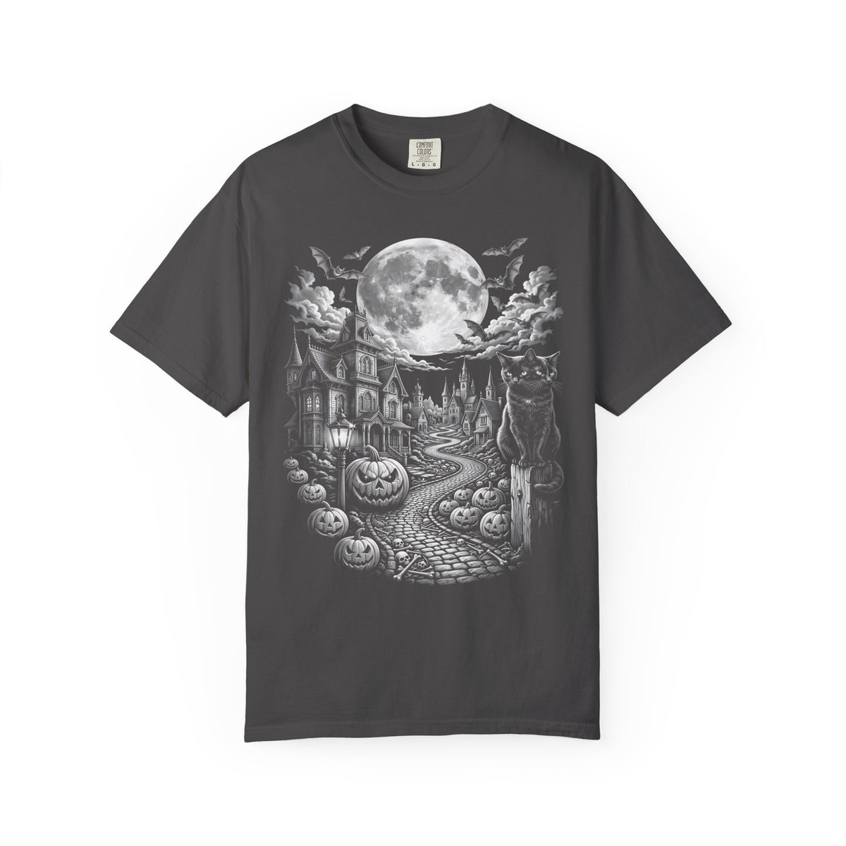 Halloween Haunted House Classic Tee | Spooky Black Cat Moon