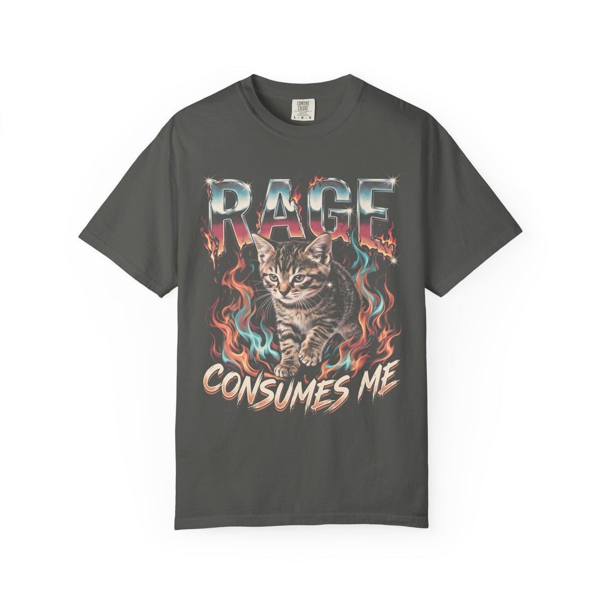 Rage Consumes Me Kitten Classic Tee | Fiery Cat | Retro Meme