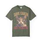 Save Earth Eat Plastic Classic Tee | Sarcastic Cat | Weird Art
