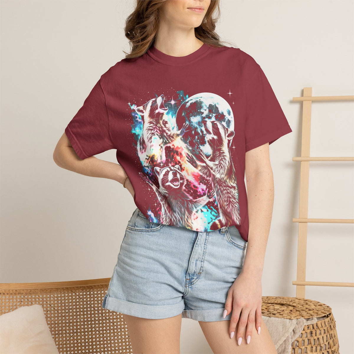 Space Raccoon Moon Classic Tee | Vintage Retro | Sci-Fi Gift
