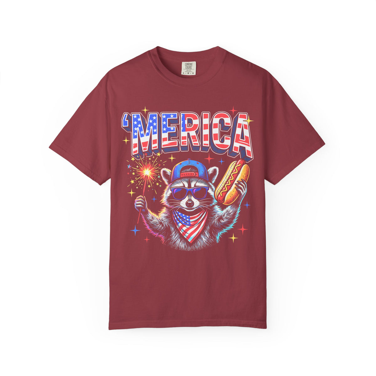 Merica Patriotic Raccoon Classic Tee | 4th Of July | USA Flag