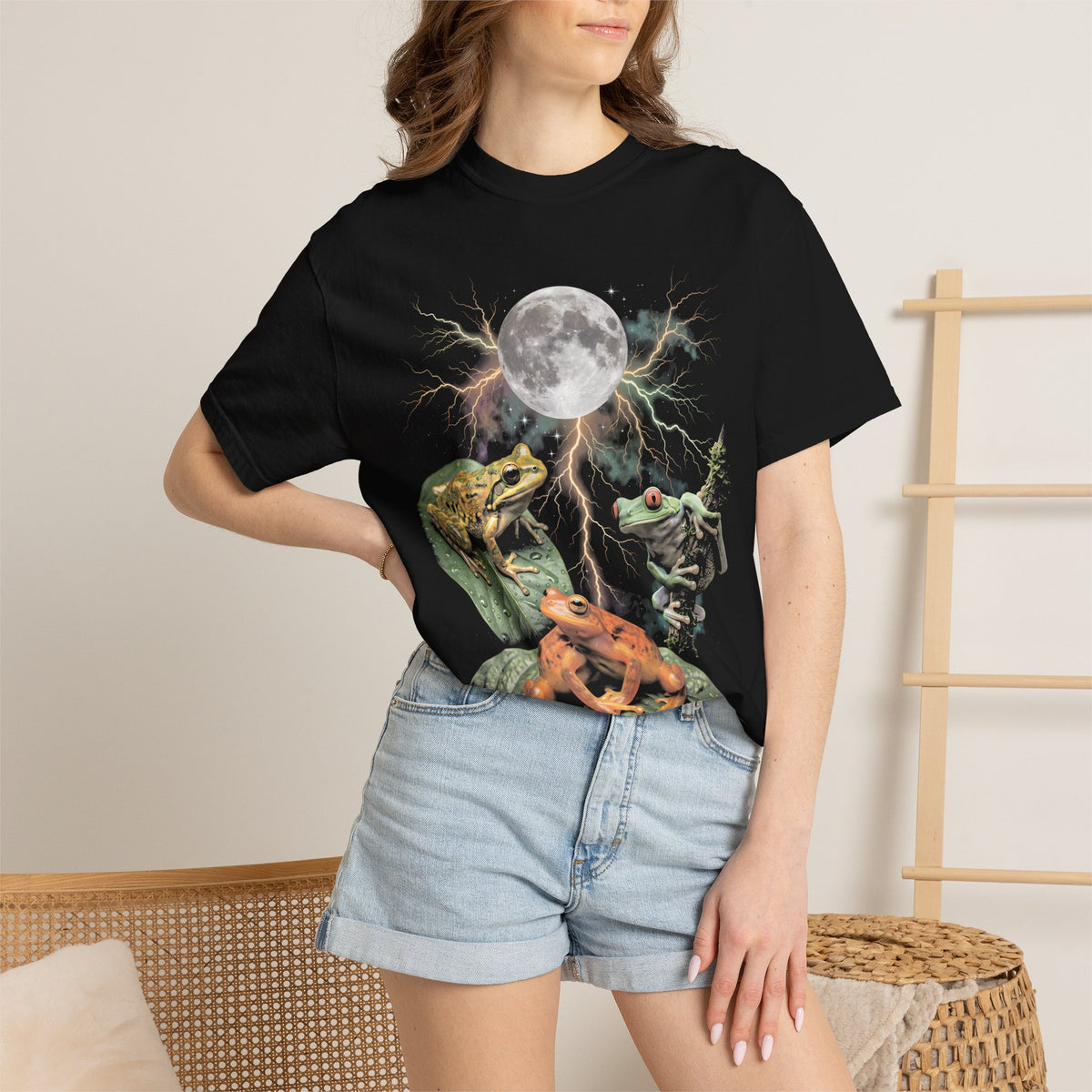Trippy Space Frog Classic Tee | Cosmic Full Moon | Psychedelic