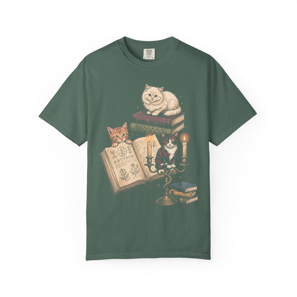 Mystical Library Cats Classic Tee | Occult Alchemy | Antique Book