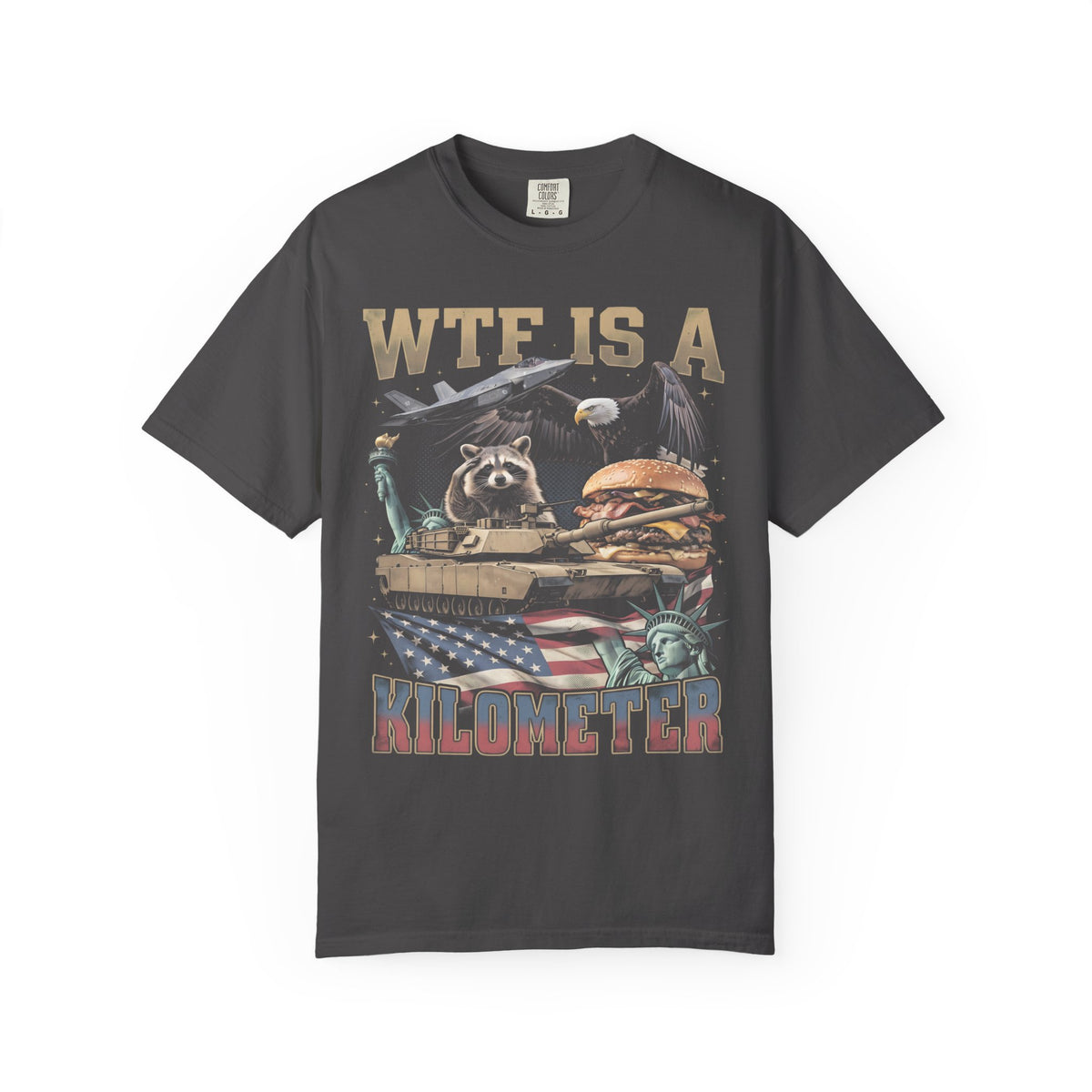 WTF Is A Kilometer Classic Tee | Patriotic Meme | USA Flag