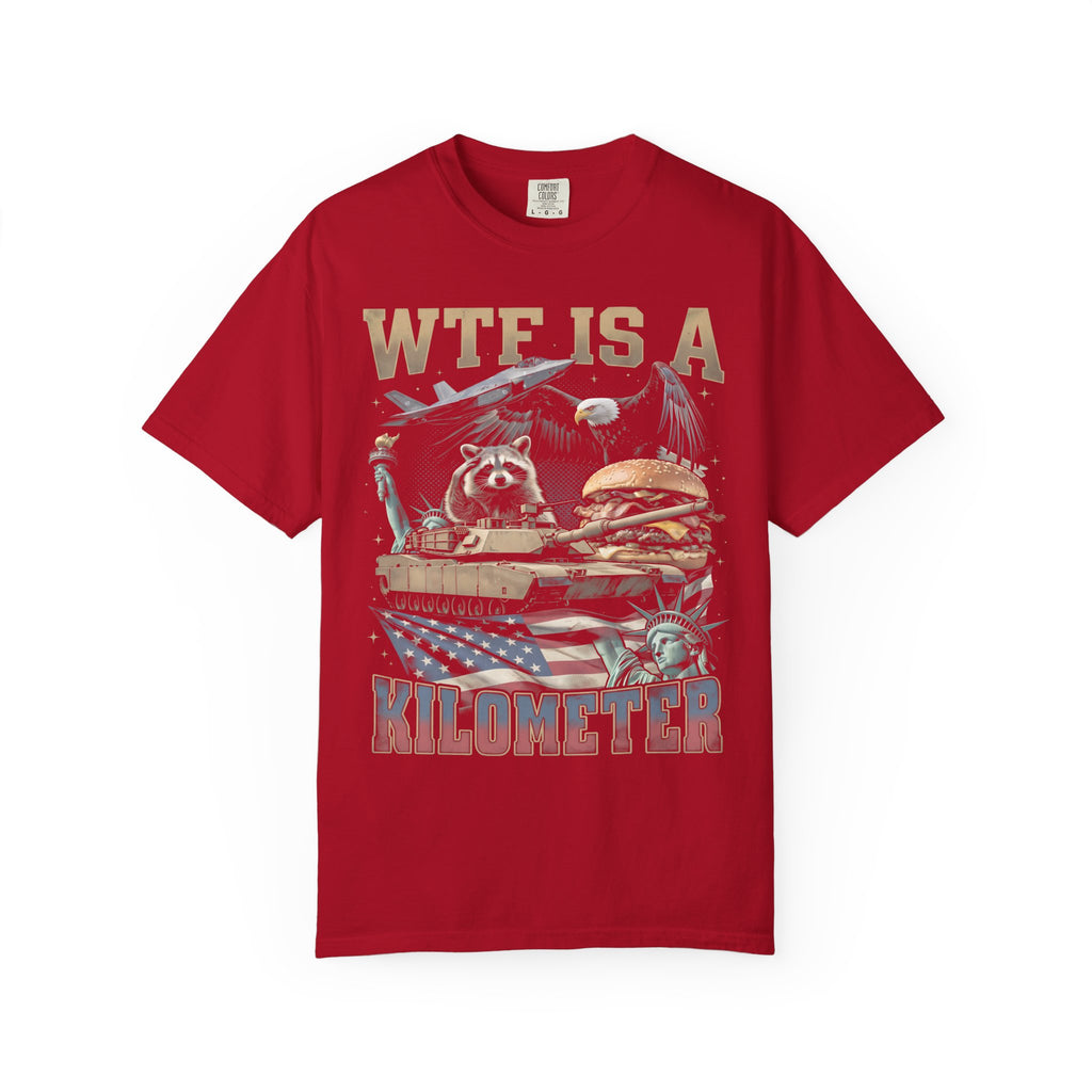 WTF Is A Kilometer Classic Tee | Patriotic Meme | USA Flag