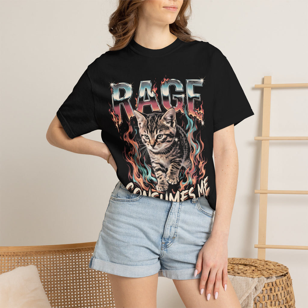 Rage Consumes Me Kitten Classic Tee | Fiery Cat | Retro Meme