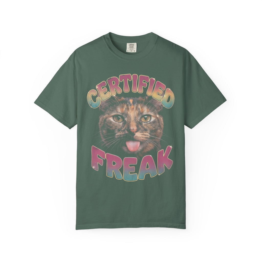 Certified Freak Cat Classic Tee | Funny Blep Mlem | Retro Art
