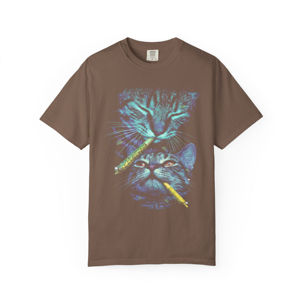 Stacked Cat Portraits Classic Tee | Neon Psychedelic Art