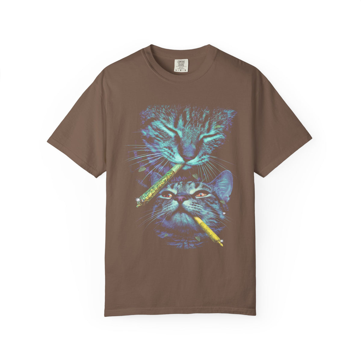 Stacked Cat Portraits Classic Tee | Neon Psychedelic Art