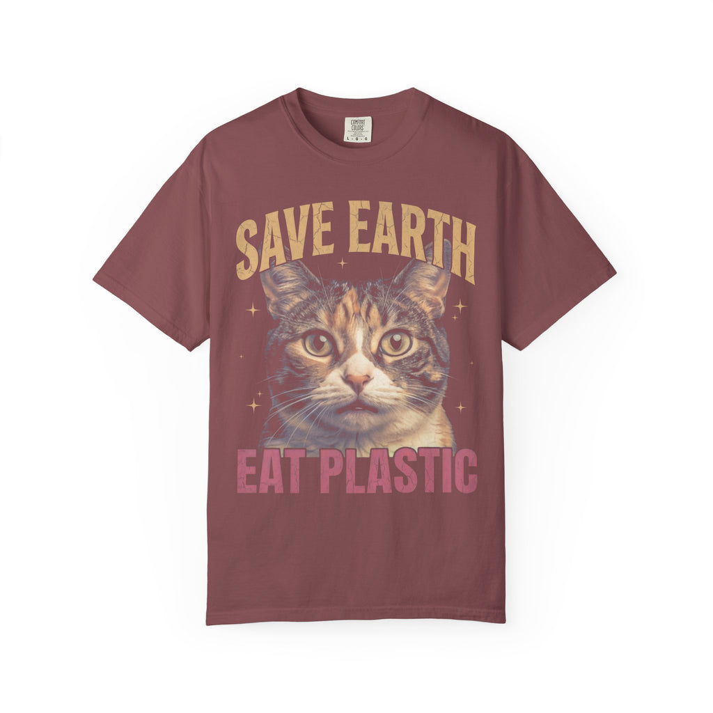 Save Earth Eat Plastic Classic Tee | Sarcastic Cat | Weird Art