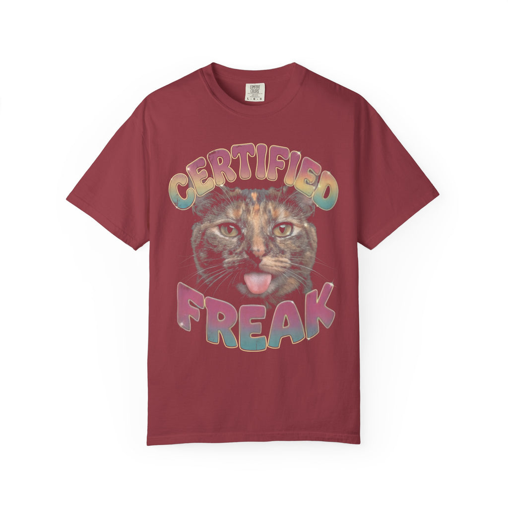 Certified Freak Cat Classic Tee | Funny Blep Mlem | Retro Art
