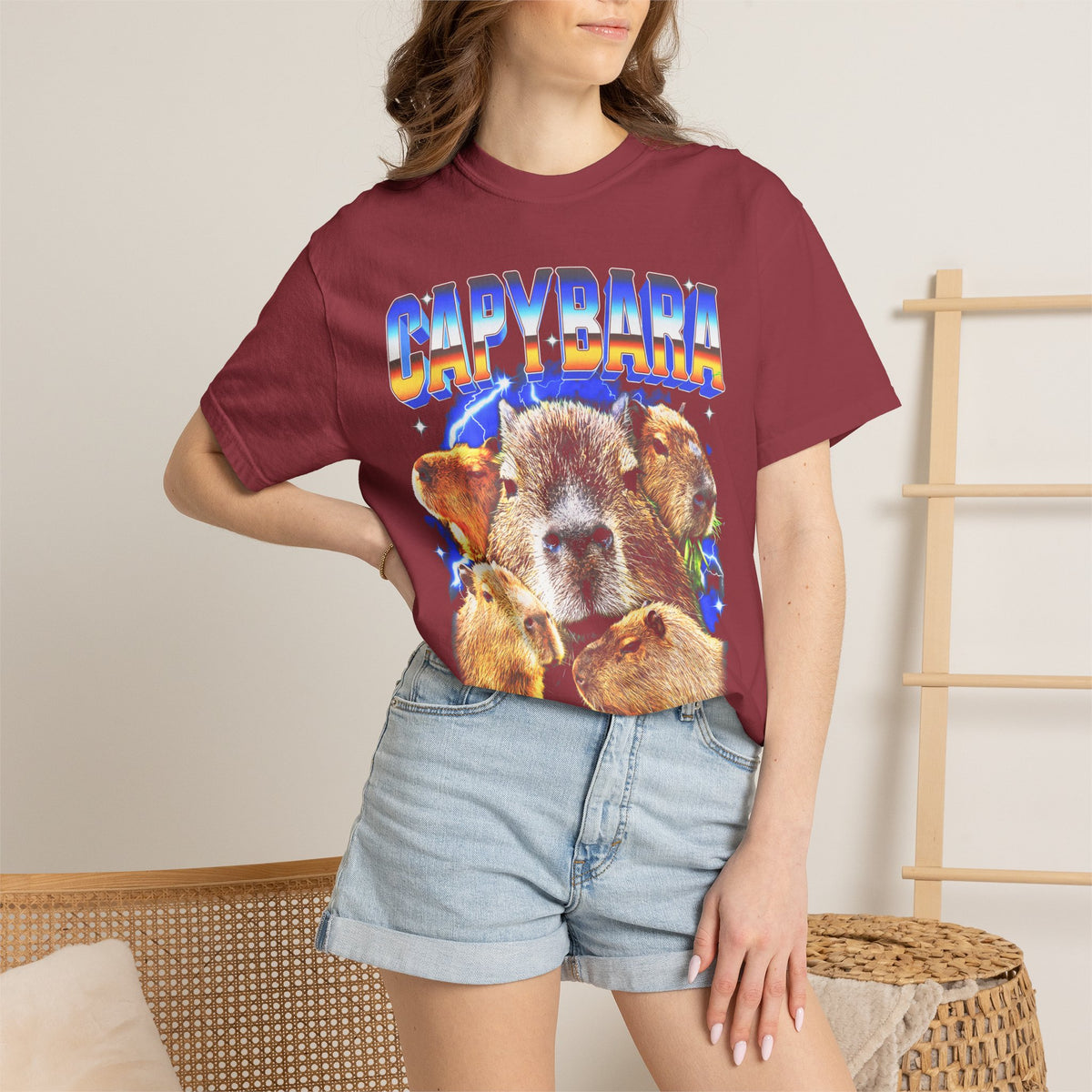 Capybara Lightning Classic Tee | 90s Retro | Animal Gift