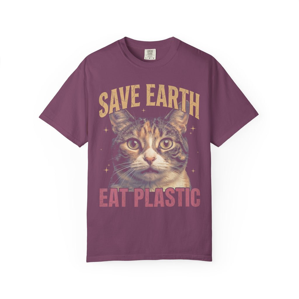 Save Earth Eat Plastic Classic Tee | Sarcastic Cat | Weird Art
