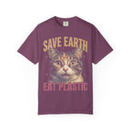 Save Earth Eat Plastic Classic Tee | Sarcastic Cat | Weird Art