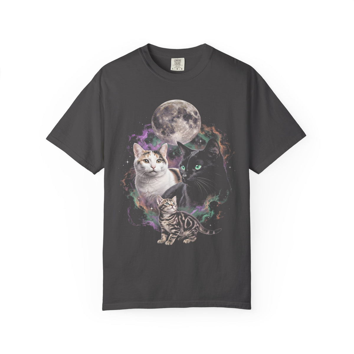 Cosmic Galaxy Cats Classic Tee | Celestial Moon | Space Nebula