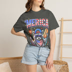 Merica Patriotic Raccoon Classic Tee | 4th Of July | USA Flag
