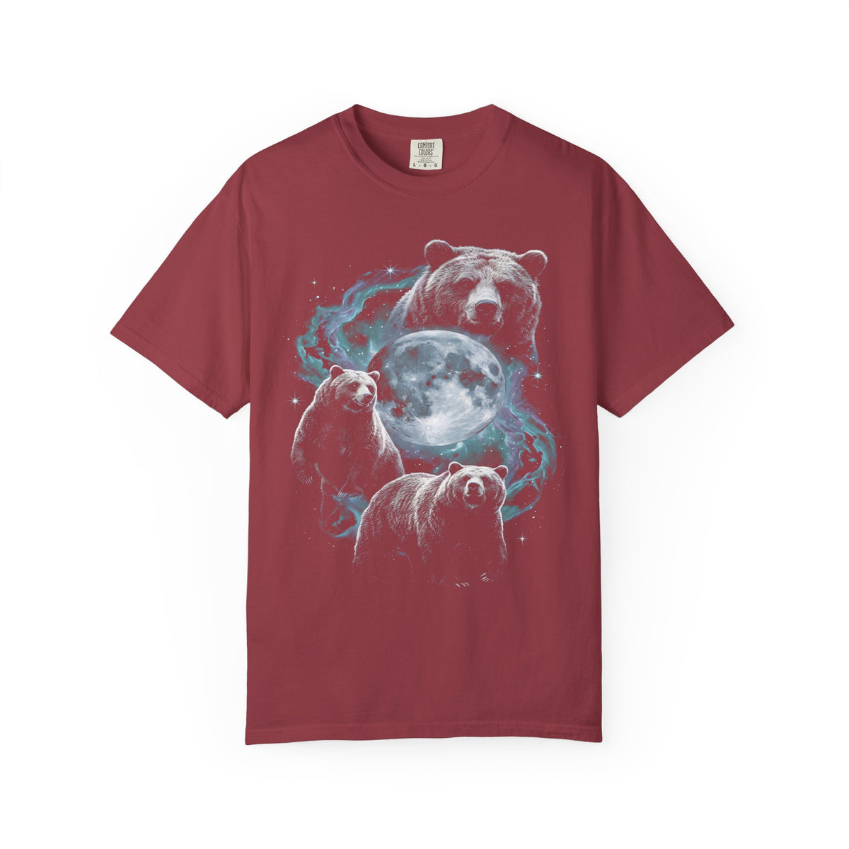 Three Grizzly Bears Classic Tee | Cosmic Full Moon Galaxy