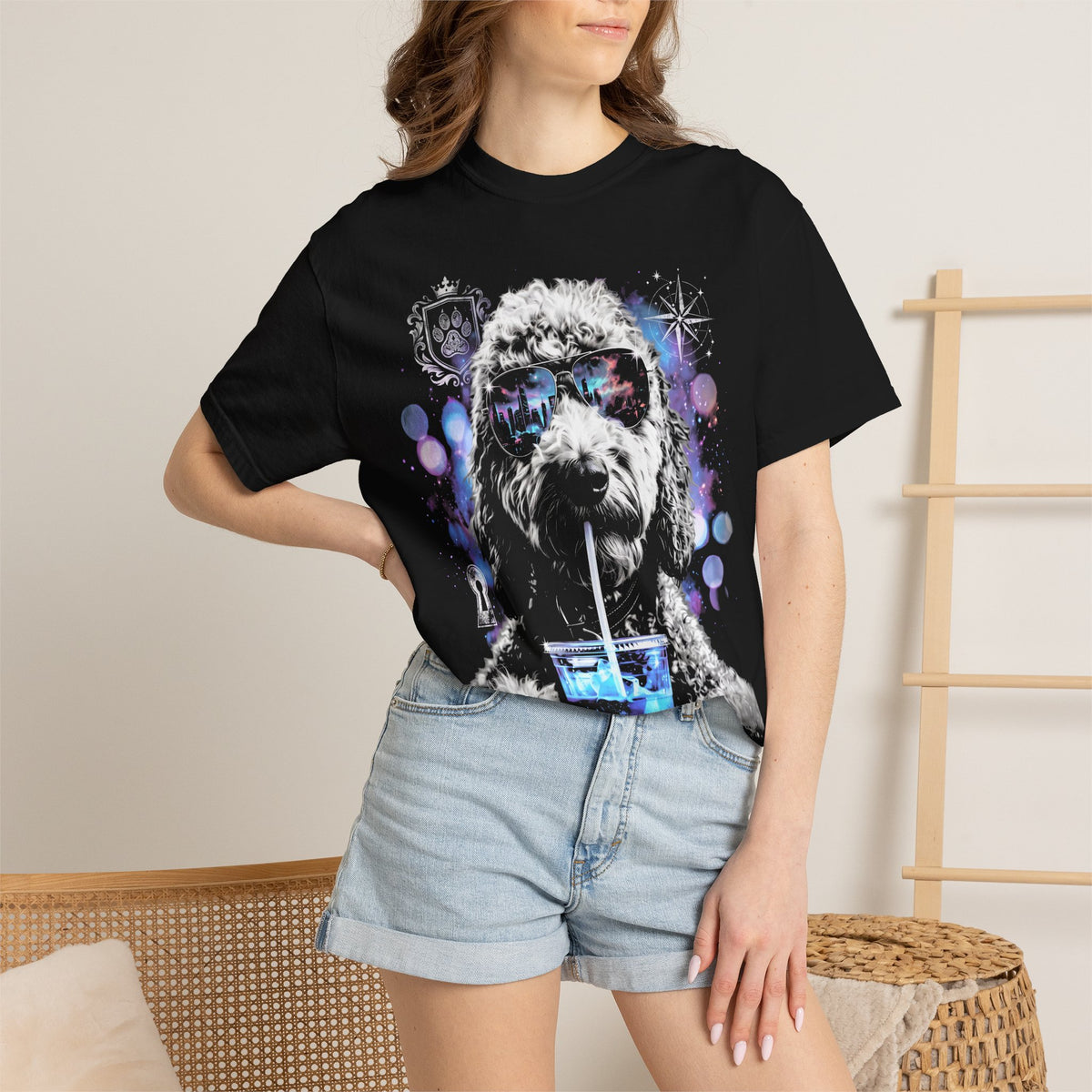 Cool Poodle Dog Classic Tee | Neon Pop Art | Sunglasses Vibe