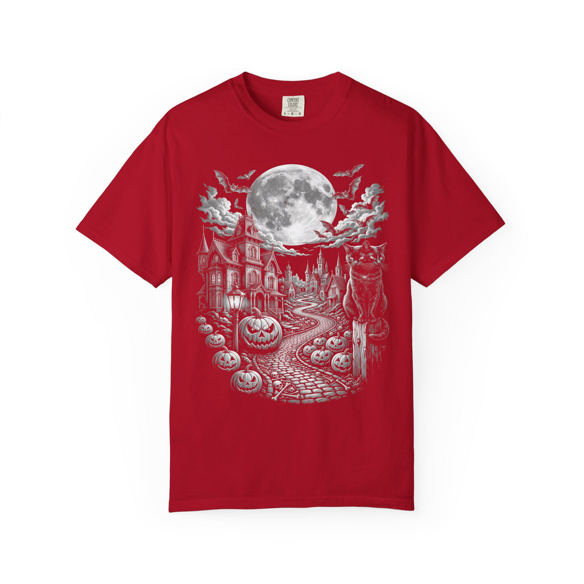 Halloween Haunted House Classic Tee | Spooky Black Cat Moon