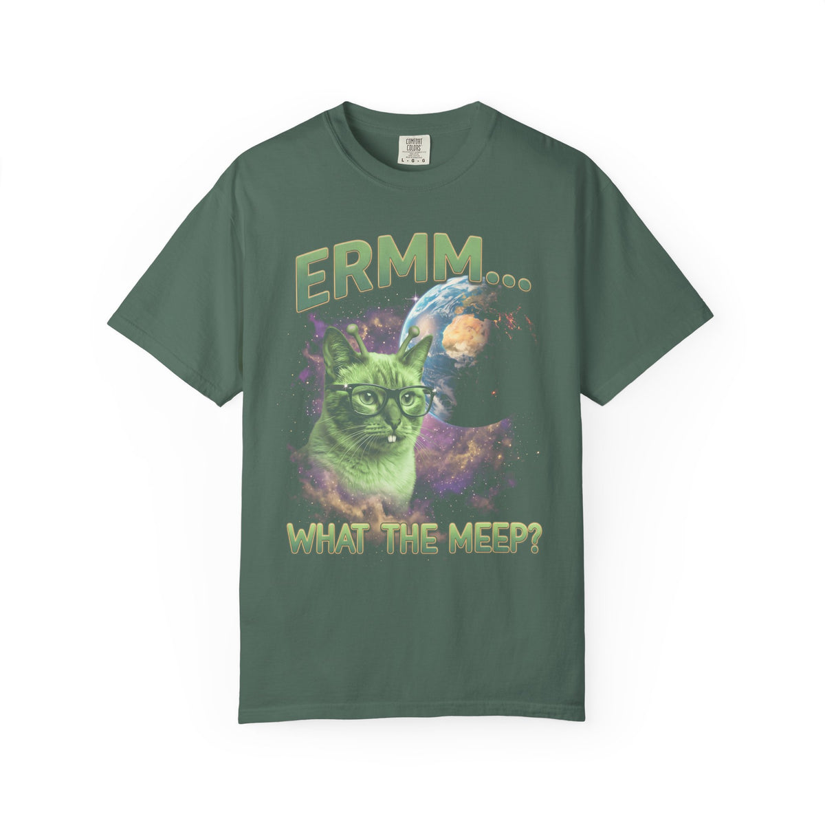 What The Meep Classic Tee | Green Alien Cat | Space Nebula