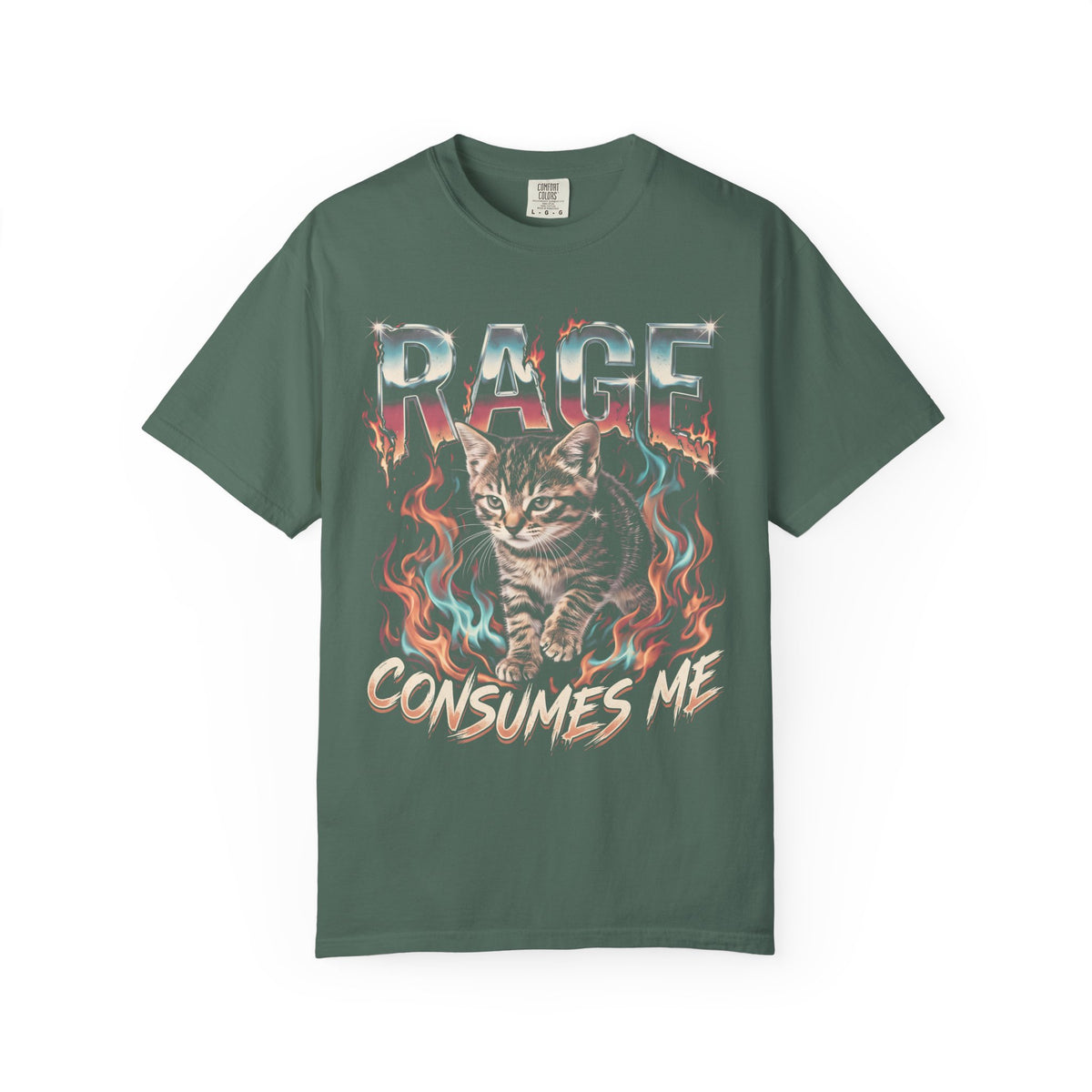 Rage Consumes Me Kitten Classic Tee | Fiery Cat | Retro Meme