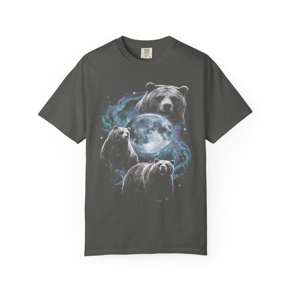 Three Grizzly Bears Classic Tee | Cosmic Full Moon Galaxy