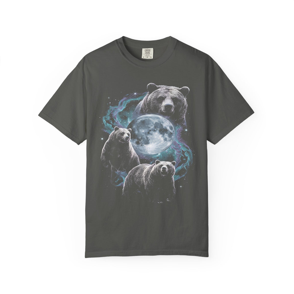 Three Grizzly Bears Classic Tee | Cosmic Full Moon Galaxy