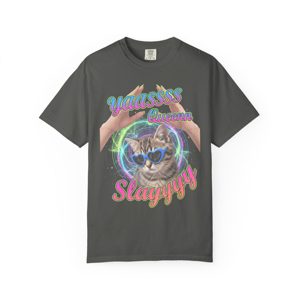 Yass Queen Slay Classic Tee | Psychedelic Cat | Kitten Art