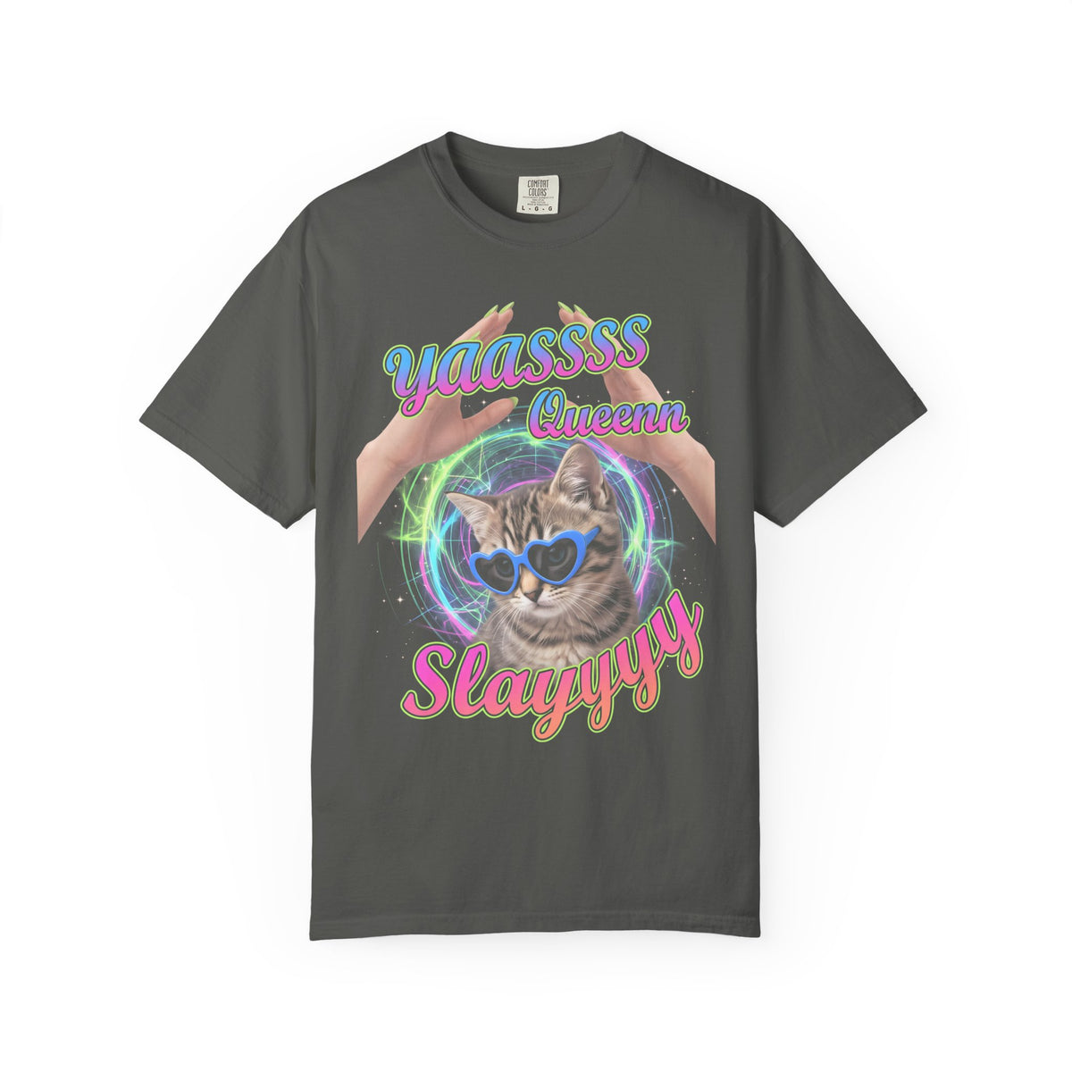Yass Queen Slay Classic Tee | Psychedelic Cat | Kitten Art