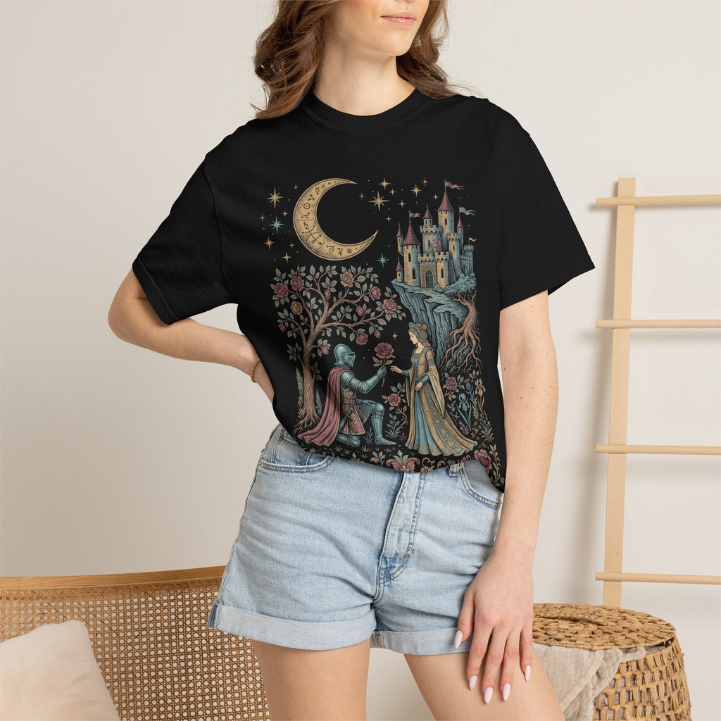 Medieval Knight And Lady Classic Tee | Vintage Romance | Castle Moon
